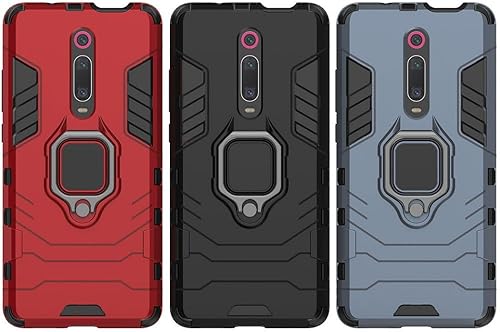 Miniatura 7 de Funda para Xiaomi Mi 9T  Mi 9T Pro, Ring Kickstand Hybrid 2 en 1 PC y silicona Cubierta protectora a prueba de golpes de doble capa para Xiaomi Mi