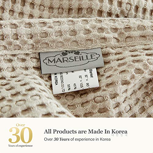 Mhd L Modal Waffle Blanket : Breathable Lightweight Soft Blanket, Cooling With Modal & Cotton Fabric L Beige, Twin(62" X 82"), [Made In Korea] #TOP3