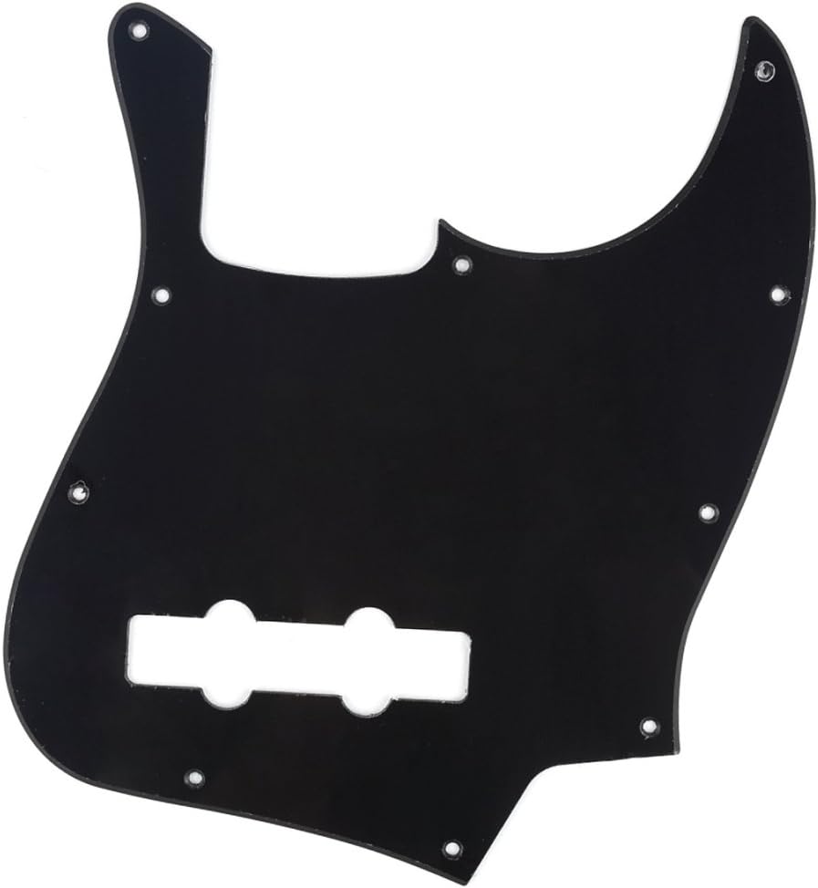 Musiclily 10 Hole JB Bass Pickguard for Fender US/Mexico Made Standard Jazz Bass, 1Ply Black