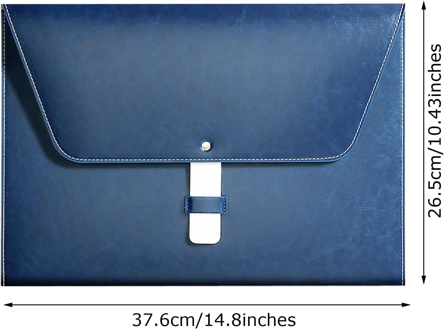 PU Leather A4 File Folder Large Document Holder Waterproof Envelope Folder Case with Handmade Closure (Blue) image 2