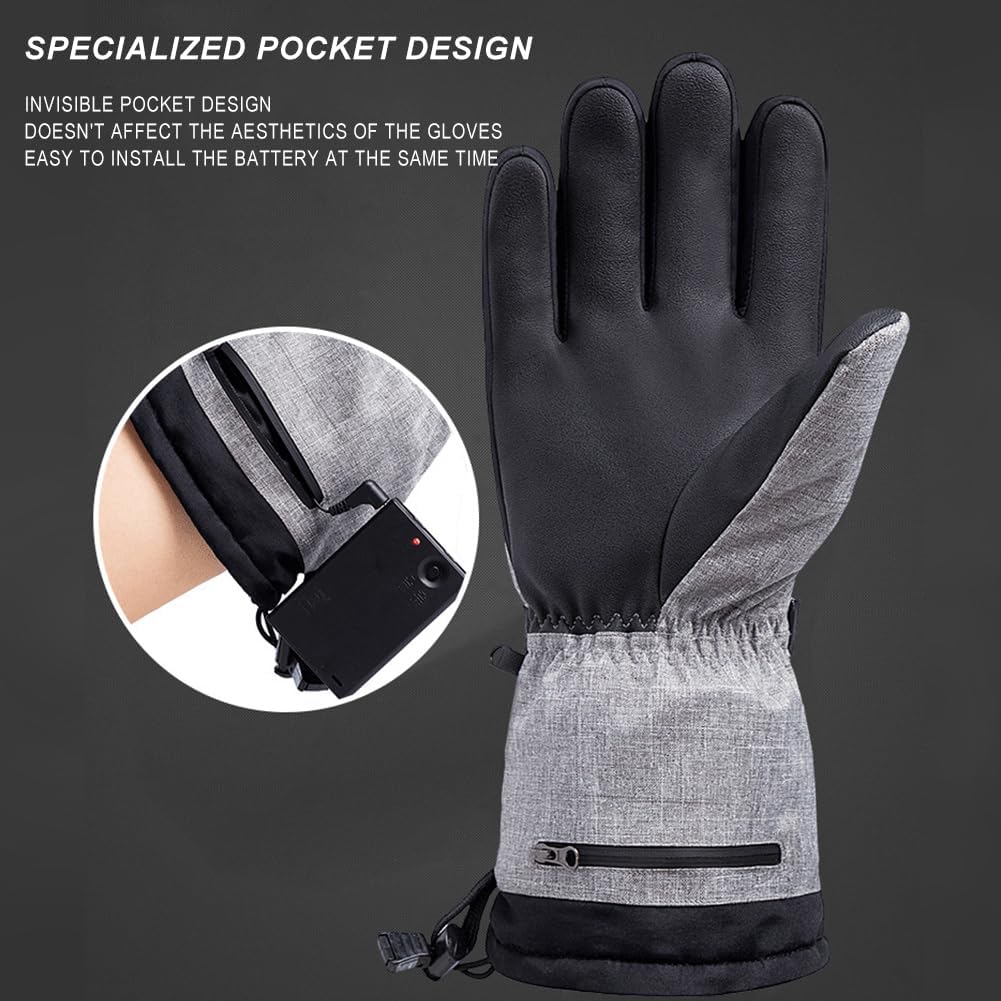 Heated Gloves for Men Women,Waterproof Touchscreen Winter Hand Warmer Gloves,Rechargeable Ski Gloves 3 Modes Electric Heated Snow Gloves Warm Gifts for Cycling Skiing Motorcycling Hunting