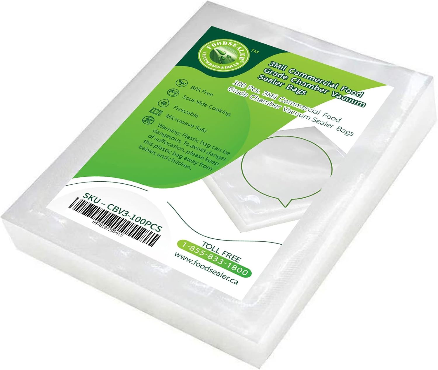 Chamber Bags Pouches 3 Mil 14" x 20" BPA FREE Food Grade Sous Vide Cooking Commercial Chamber Vacuum Sealer Bag Impulse Clear Storage Flat Pouch (100 Pcs 3 Mil 14" x 20" Chamber Bags Pouches)