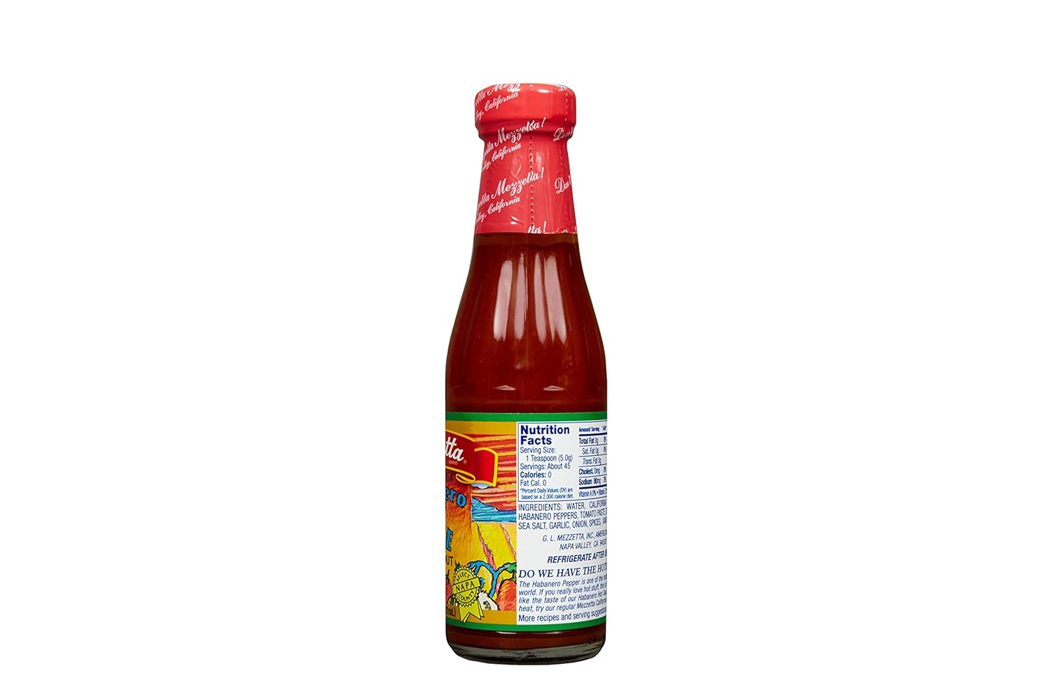 Mezzetta California Habanero Sauce - Keto Hot Sauce for Burritos, Tacos, Hamburgers and Sandwiches - High Heat Flavor for Spicy Food Lovers - 5 Oz - Pack of 12