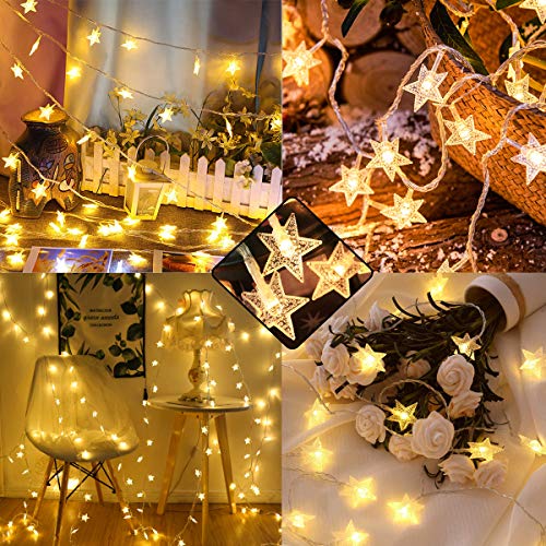 Star String Lights For Bedroom 100 Led Plug In Christmas Room String Lights Indoor Bedroom Fairy Lights For Kids Waterproof Twinkle Lights For Dorm Classroom Wedding Party Christmas Tree Décor Warm #TOP6