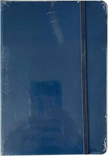 Rounded Corners Lined Soft Touch Notebook with Elastic Band 128-Pages, A5 Size, Navy Blue