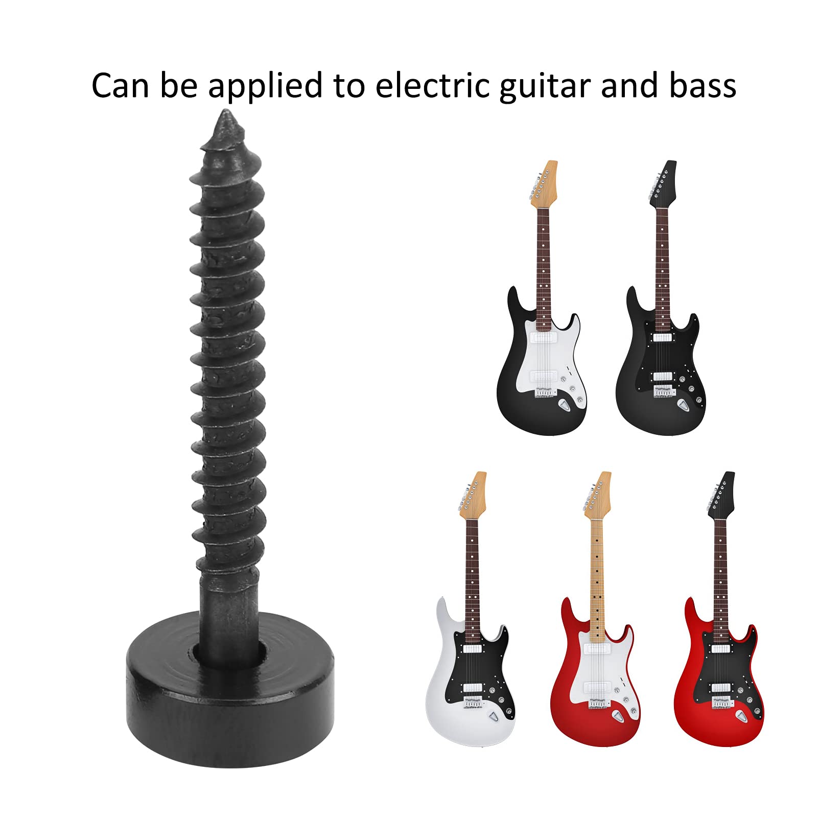 Douille De Joint De Manche Pour Guitare/basse - 4 Sets Avec Vis En Acier Inoxydable - Noir - Pour Réparation Et Réglage