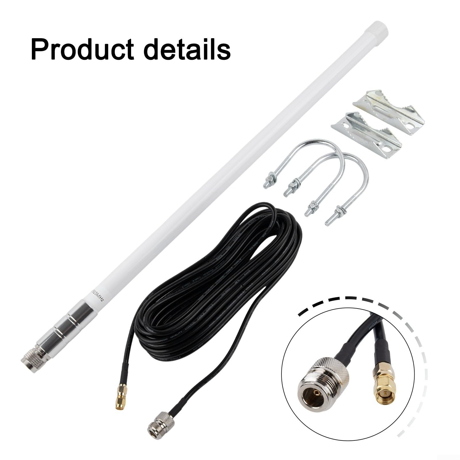 Antenne omnidirectionnelle en fibre de verre 12dBi pour LoRa Helium Miner avec câble RG58 de 8 m Connecteur N 868 MHz EU915 MHz US résistant aux intempéries pour Bobcat pour nebra pour rak Syncrobit