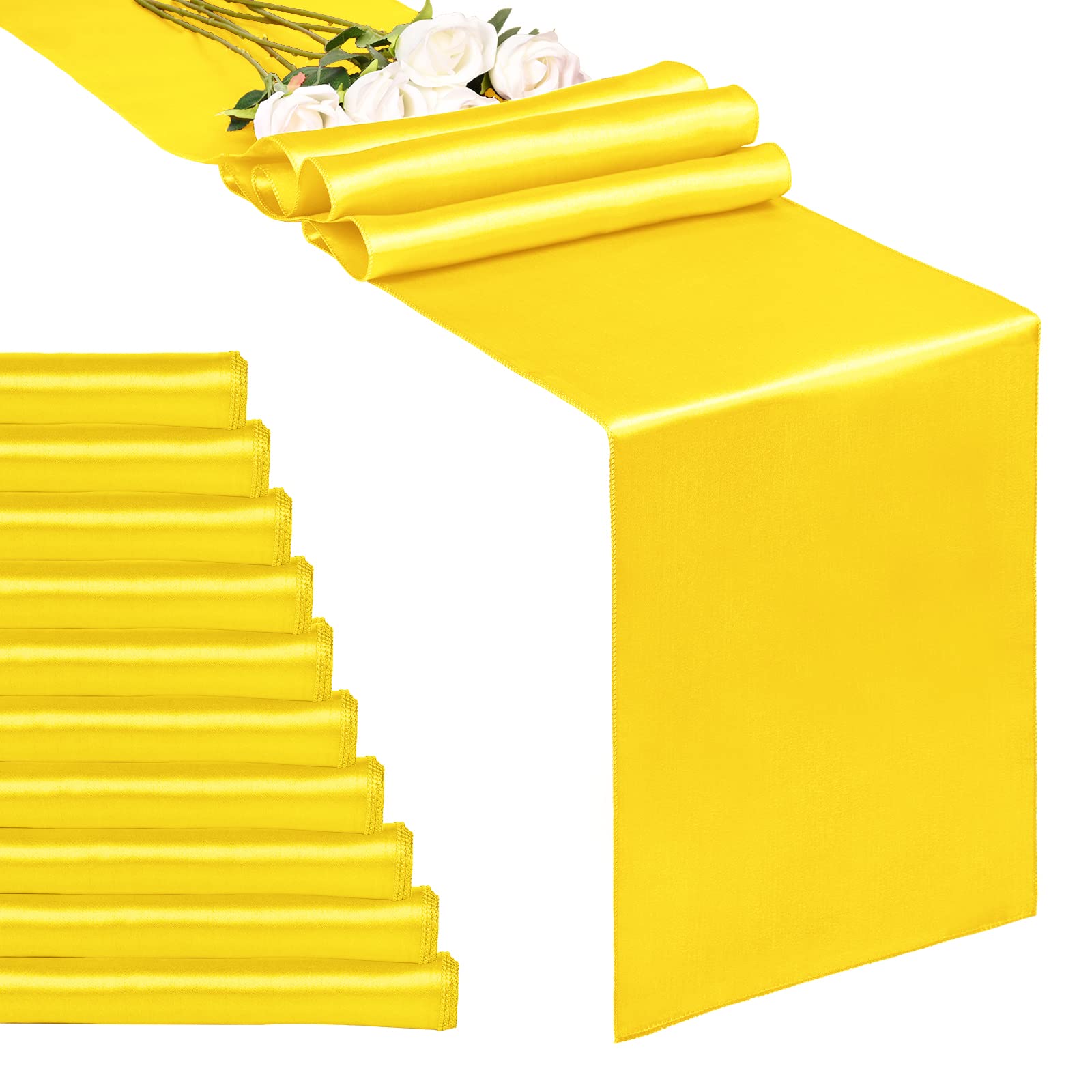 Chemin de table de mariage en satin jaune pour illuminer vos réceptions d'été