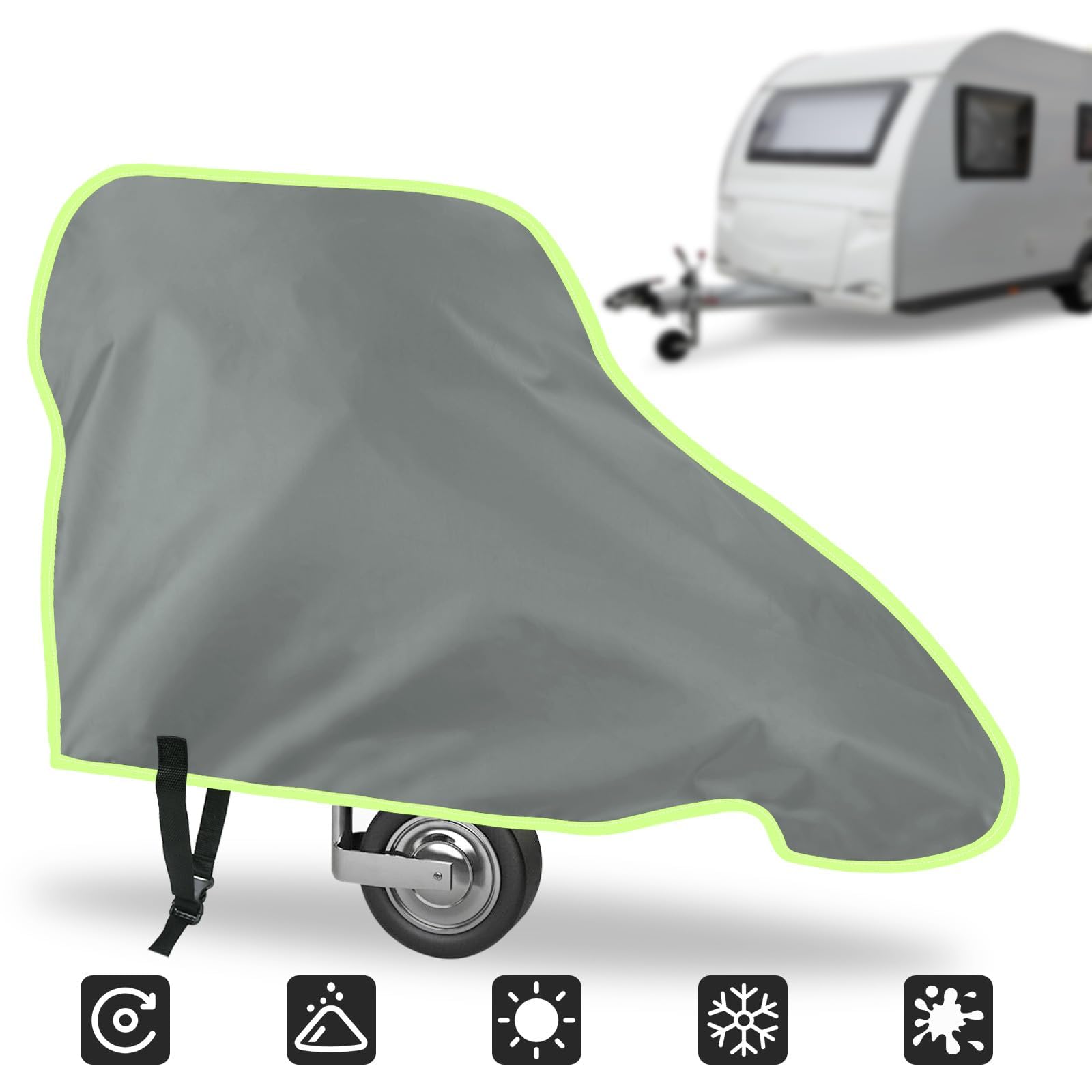 URAQT Traino Coperture per Rimorchi, Copertura Gancio Traino con Finiture Riflettenti, 94*65CM Universale Copertura Roulotte Impermeabile Protezione Solare Antipolvere per Roulotte, Camper, Rimorchi