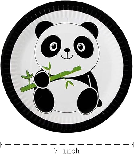 Miniatura 4 de 31 piezas de suministros de fiesta de panda, juego de vajilla desechable de panda con 10 platos de panda, 20 servilletas y 1 mantel para decoración