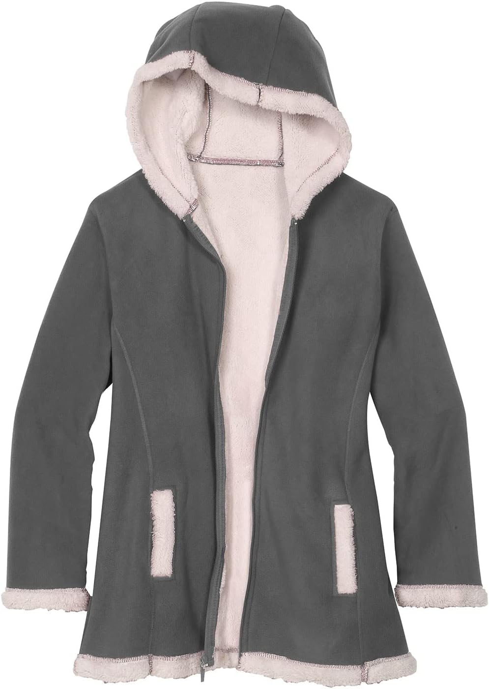 totesWomens Fleece Zip Up Jacket Hooded Sherpa Lined Fleece Jacket Teddy Coat