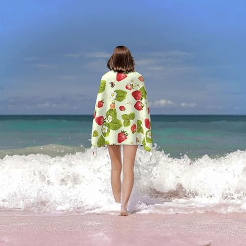 Miniatura 6 de ZERAOKE Hermosa toalla de playa de microfibra de fresa de gran tamaño para viajes, 32 x 52 pulgadas, toalla de playa portátil de secado rápido para