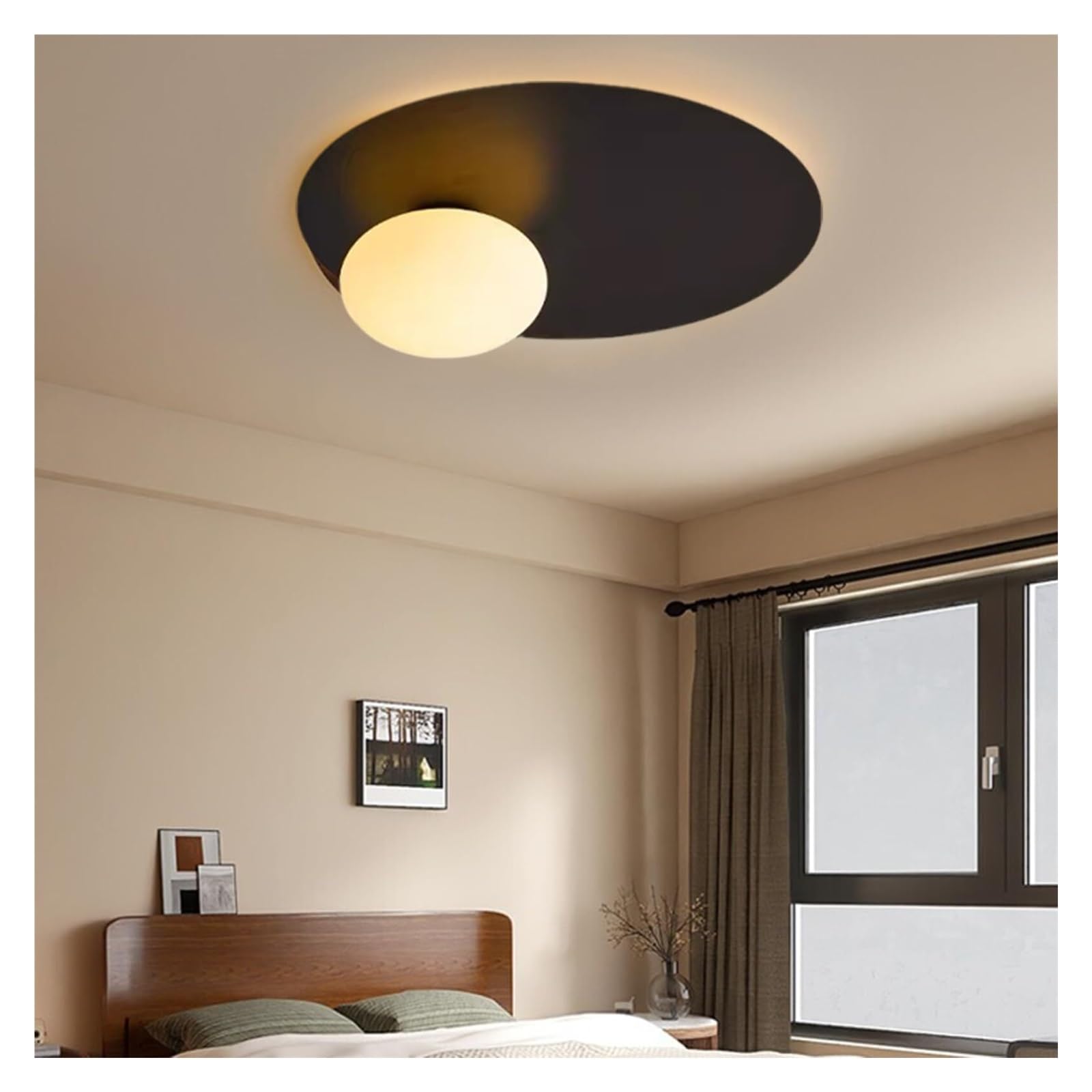 KHUKHU Modern Gold Semi Flush Mount Ceiling Light,Milk Glass Ceiling Lights with Glass Globe Shade,Brushed Gold Hallway Light Fixtures,Modern Indoor Flush Mount Lights for Bedroom, Bathroom(D,50cm)