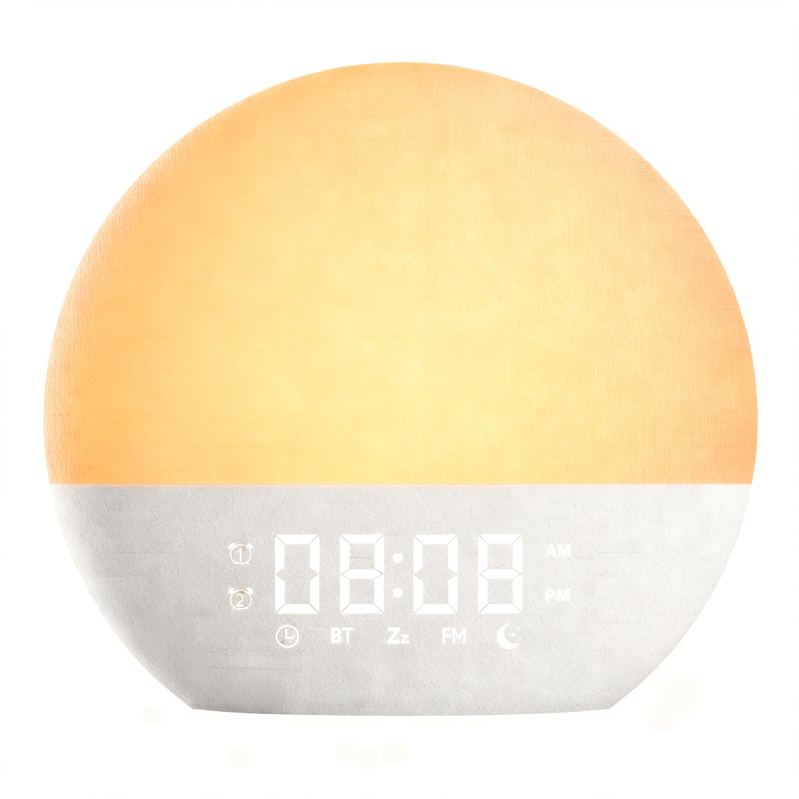 Ailan Reloj despertador con luz, altavoz Bluetooth y radio FM para mesita