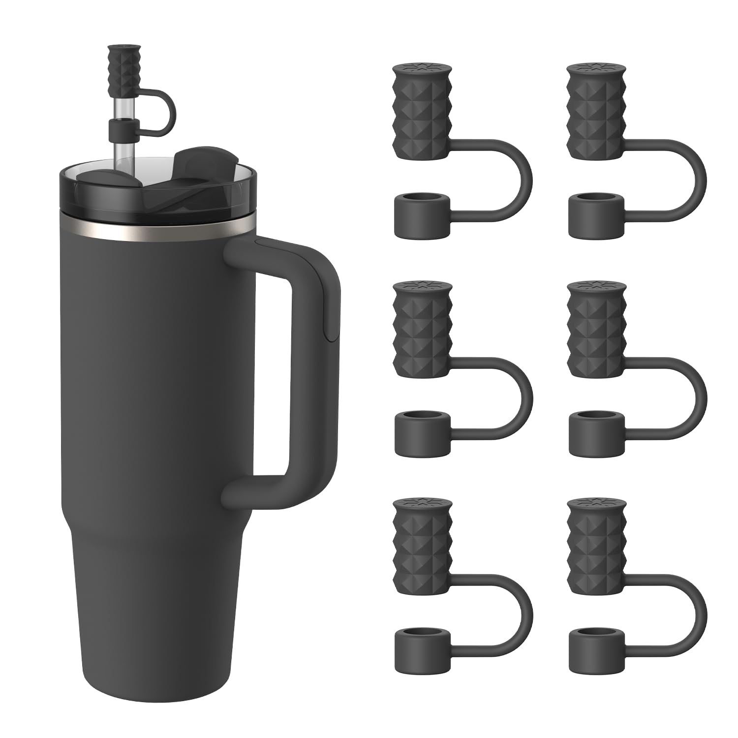 YOTIME 6Pcs Silicone Straw Covers Cap, 10mm Straw Toppers for Stanley