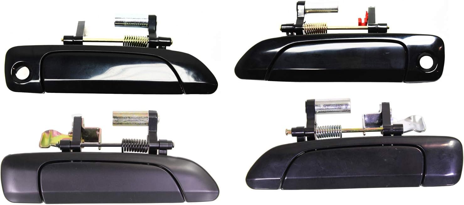 Exterior Door Handle Compatible with HONDA Civic 2001-2005 Front and Rear Door Handle Right Side and Left Side Set of 4 Outside Smooth Black with Keyhole Sedan