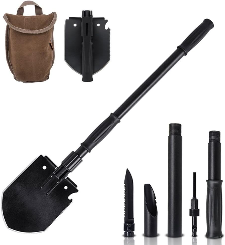 Wolfwill 15-in-1 Military Folding Shovel Tool Kit Functional Carry Bag Outdoor Camping,Hiking Fishing Essentials Survial Car Emergency
