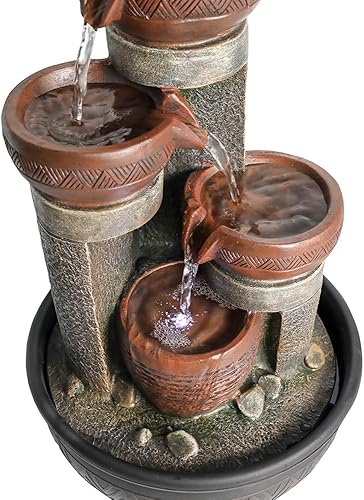 Miniatura 5 de Fuente de cascada de escritorio de relajación de 15.7 pulgadas de alto, fuente de cascada portátil de mesa, función de cascada interior con luz LED