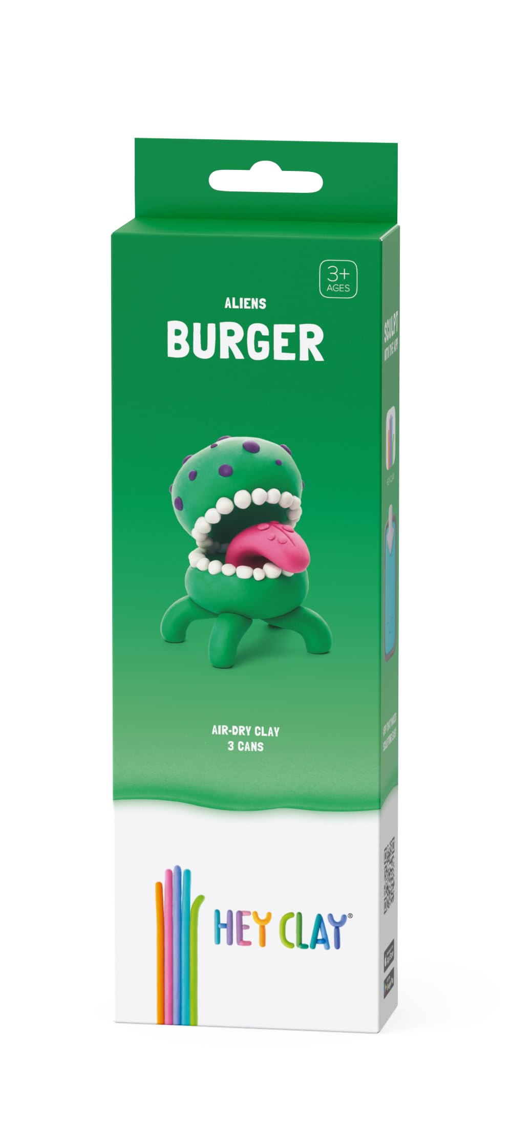 HEY CLAY – DIY Burger Plastic Creative Modelling Air-Dry Clay For Kids 3 Cans