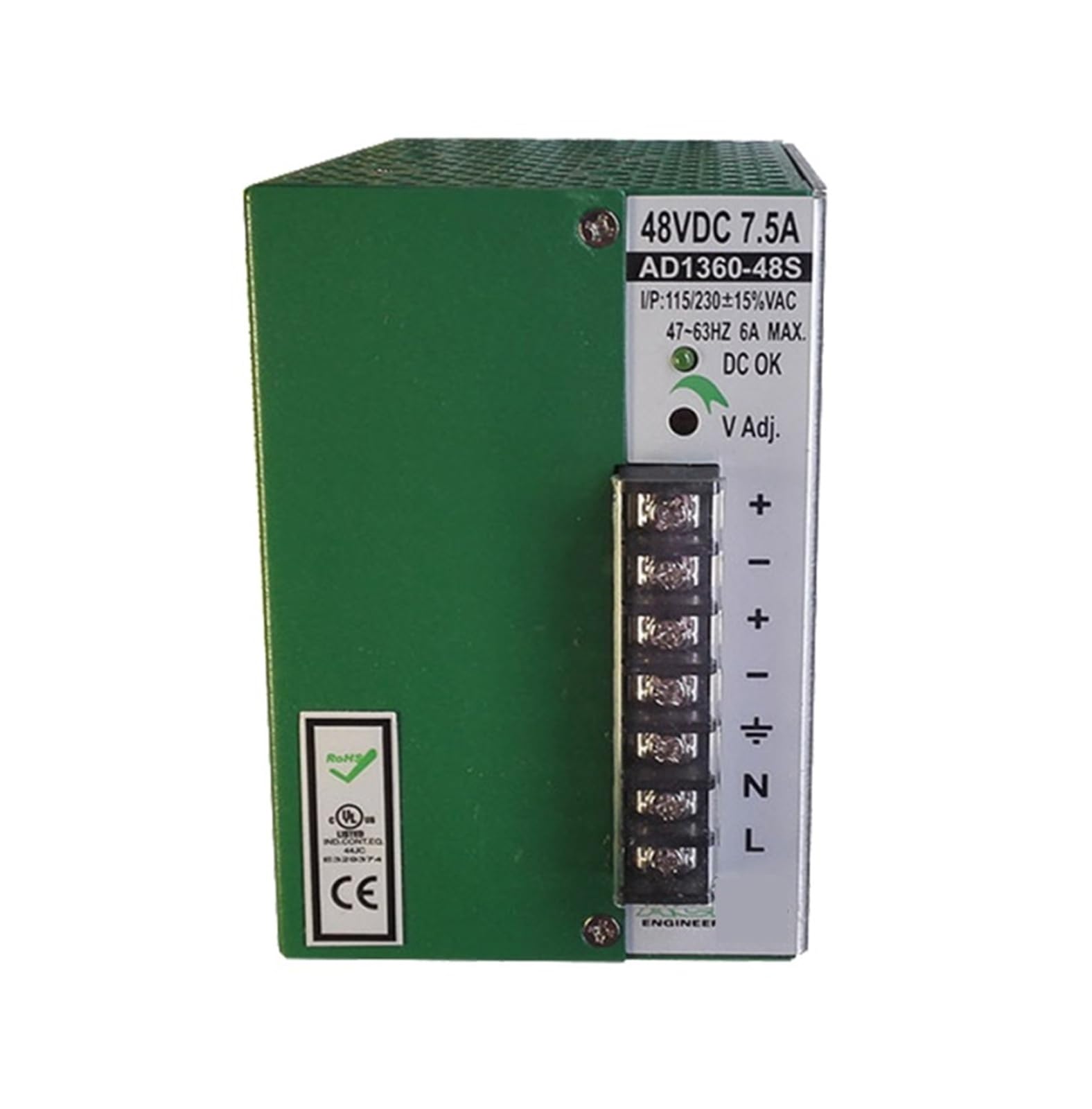 Bloc AD1360-48S DC48V 7.5A alimentation rail DIN pour moteurs industriels et automates