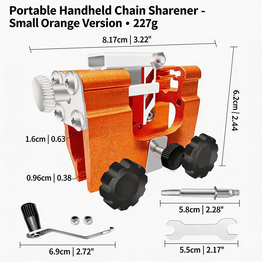 ProfiSaw Chain Sharpener - Kit per affilacoltelli a mano portatile Chainsaw Sharpener Chain Sharpener The Precise Universal Sharpener for All Chainsaws | Razor Sharp in Minutes| Arancione
