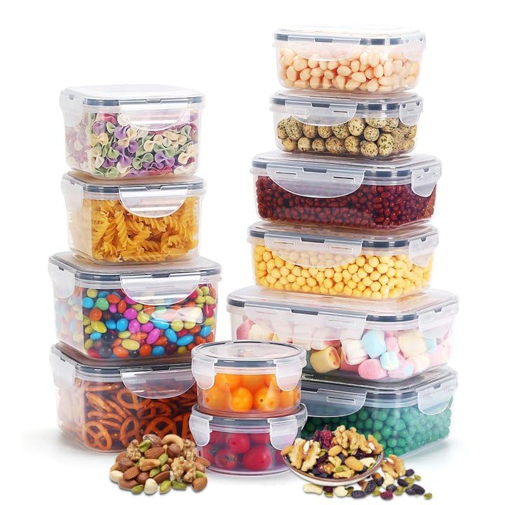 La mejor selección de Contenedor de plastico los 5 más buscados. 50 Tucorresi Contenedores para Alimentos - Juego de 12 Recipientes Herméticos para Almacenar de Plástico con Tapa, para Almacenar Frutas y Almuerzos, Apto para Cocina y el...