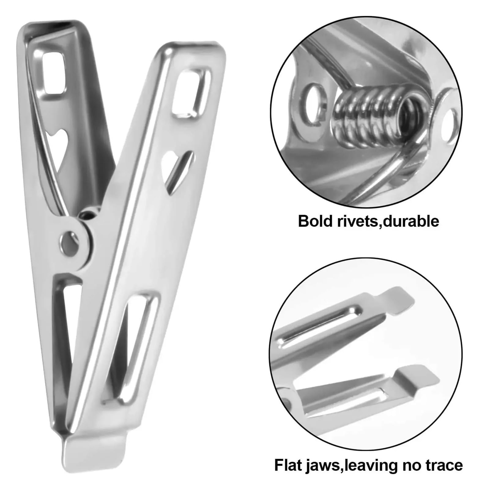 Metall-Wäscheklammern, 200 Stück, Edelstahl, Herzform, Metall-Wäscheklammern, Multifunktions-Wäscheklammern für Wäscheleine, Befestigung, Handtuch, Socken, Unterwäsche