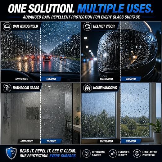 Image of Waxpol Rain Repellent Kit (with Applicator & Special Cloth for Glass) Water Repellent for Car Windshield & Helmet | Durable Hydrophobic Coating | Improves Visibility in Heavy Rain- 200 ML