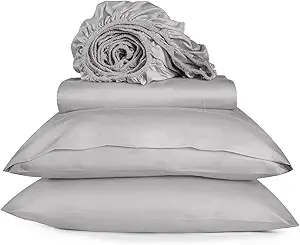 URBANHUT 800 Thread Count Egyptian Cotton Sheets Queen Size, Long Staple Bed Sheets Breathable, 4 Pc Bed Sheet Sets for Queen Size Bedding, Luxury Hotel Bed Sheets Fits 16" Deep Pocket - Silver Grey