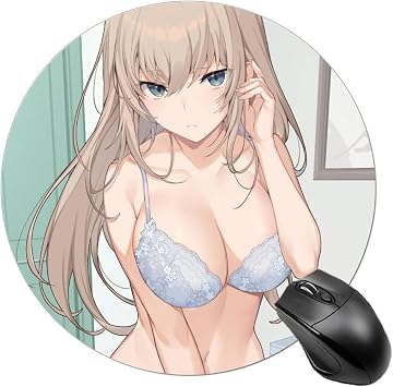 Mouse Pad, Girls & Panzer, Erika Myomi, Gaming Mouse Pad, Cute, Animation, Anti-Slip, Round Mat, 7.9 x 7.9 inches 20 x 20 cm, Stylish, Office, Natural Rubber, For Home Use, Comfortable Operation