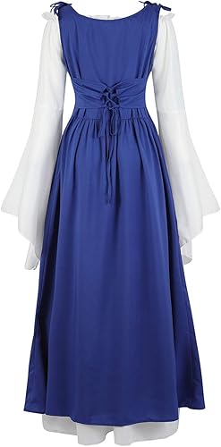 Miniatura 3 de Disfraz de mujer para cosplay renacentista medieval irlandés, sobrevestido y camisa boho conjunto gótico de cintura alta