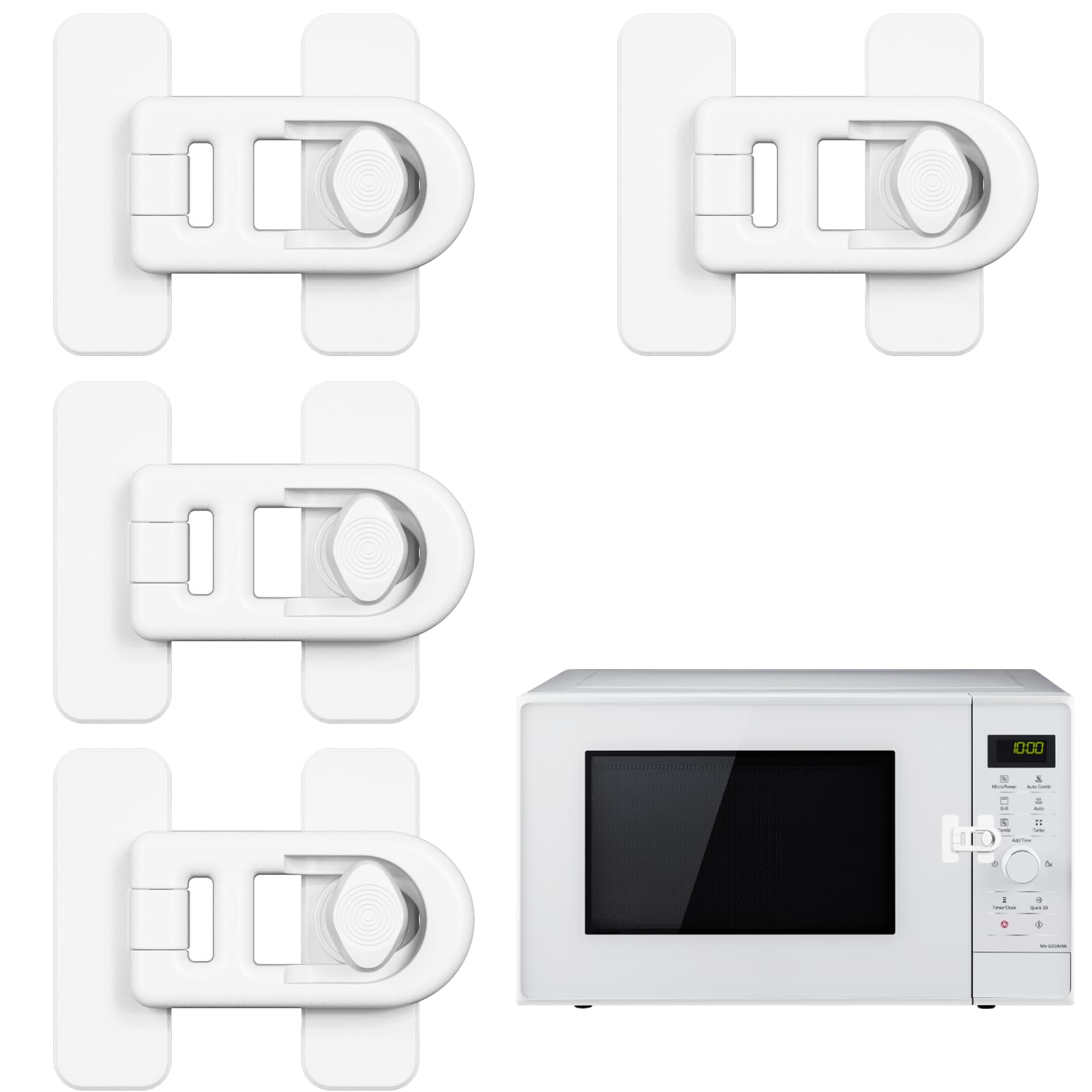 4 Pack Serrure De Porte De Réfrigérateur De Sécurité Enfant,Serrure De Réfrigérateur Sécurité Enfant,Securite Placard Enfant,Cadenas Frigo,Utilisant Un Adhésif 3m-Aucun Outil Ou Perceuse Nécessaire