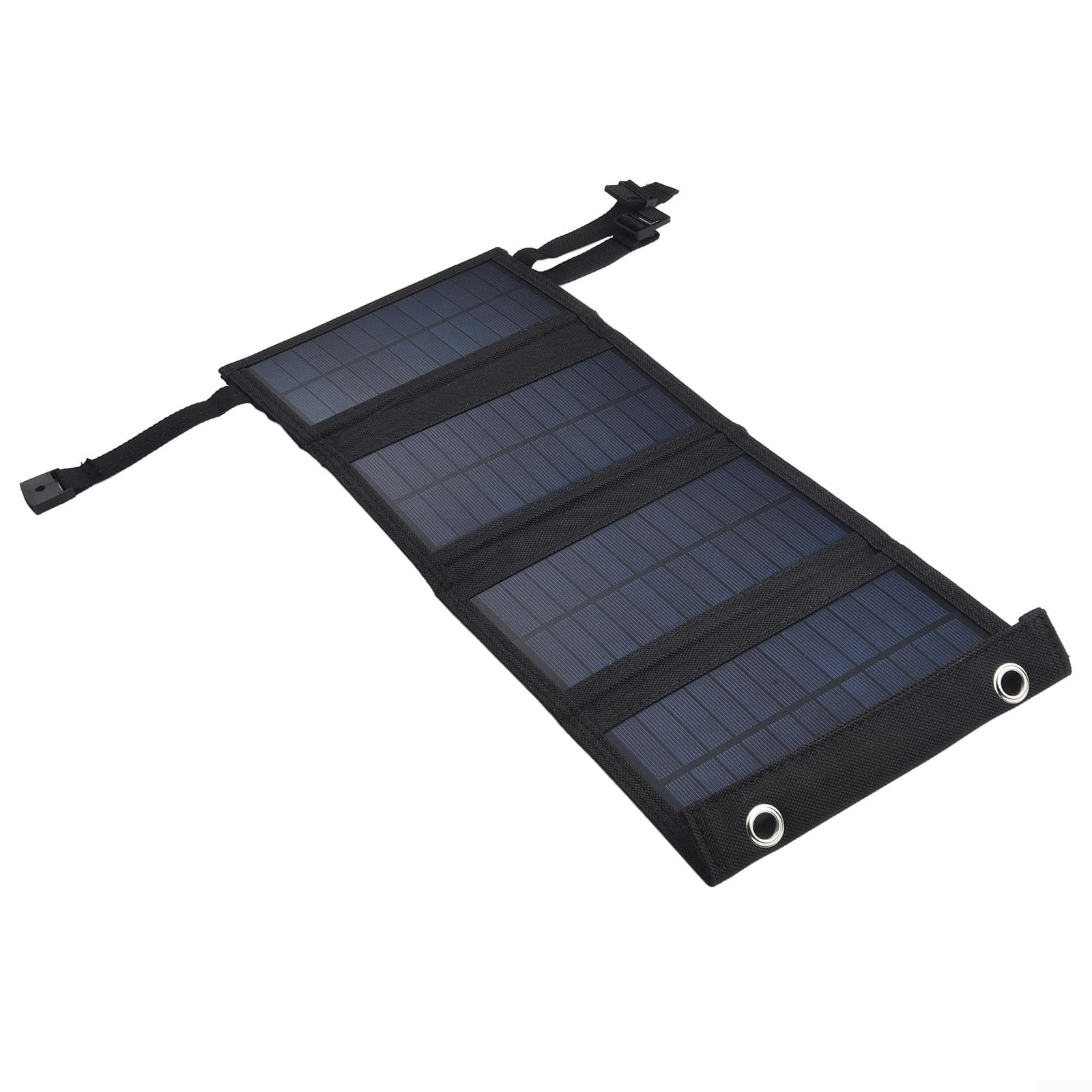 Panel solar, 20W 5V Plegable USB Cargador solar portátil con mosquetón, Energía móvil al aire libre Carga de batería para Camping Senderismo (negro)