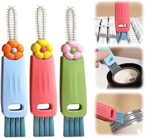 Cepillo de limpieza de tapa de taza 3 en 1, cepillo limpiador giratorio multiusos para tazas de café, espacio de tapa, cepillo de limpieza portátil