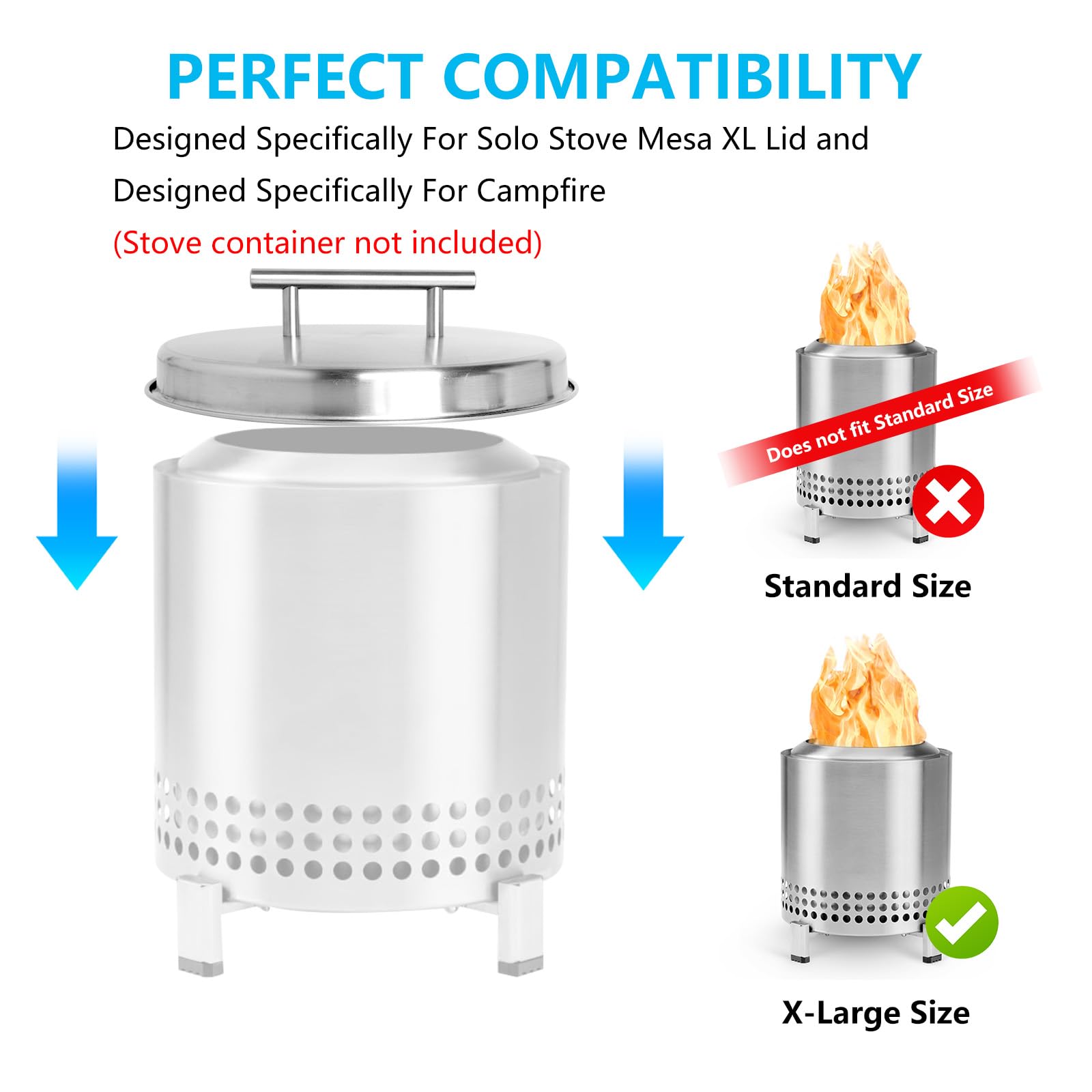 Grillplatte Für Solo Stove Mesa XL – Edelstahl-Grillrost Mit Holzgriff, 17,8 Cm Durchmesser, Für Mini-Feuerstellen