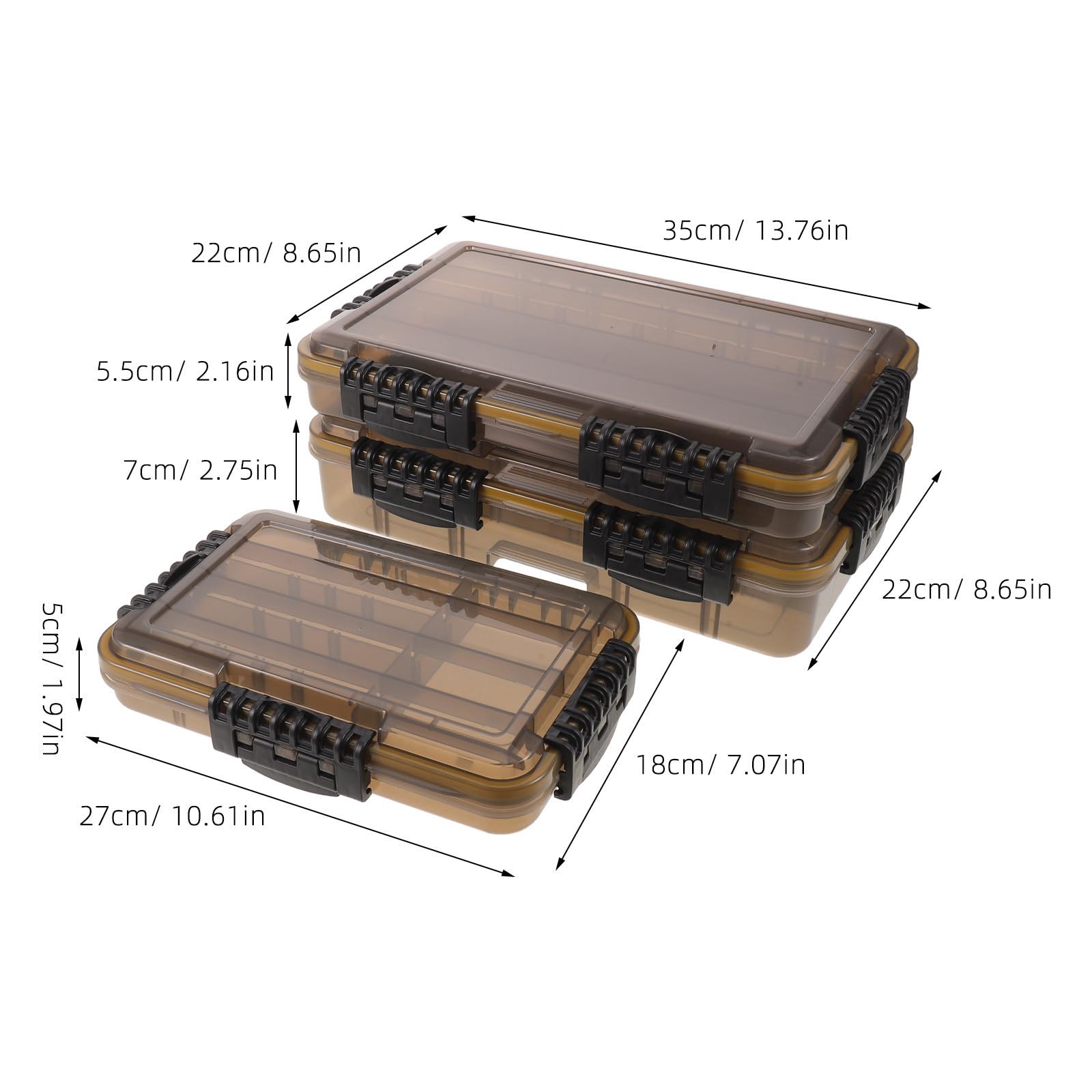 3 Pezzi Scatola Portaesche da Pesca Multi Scomparti 3600 3700 | Coperchio Trasparente, Spazi Regolabili con Divisori, Sezioni Marcate, per Viaggio e Uscite All'aperto