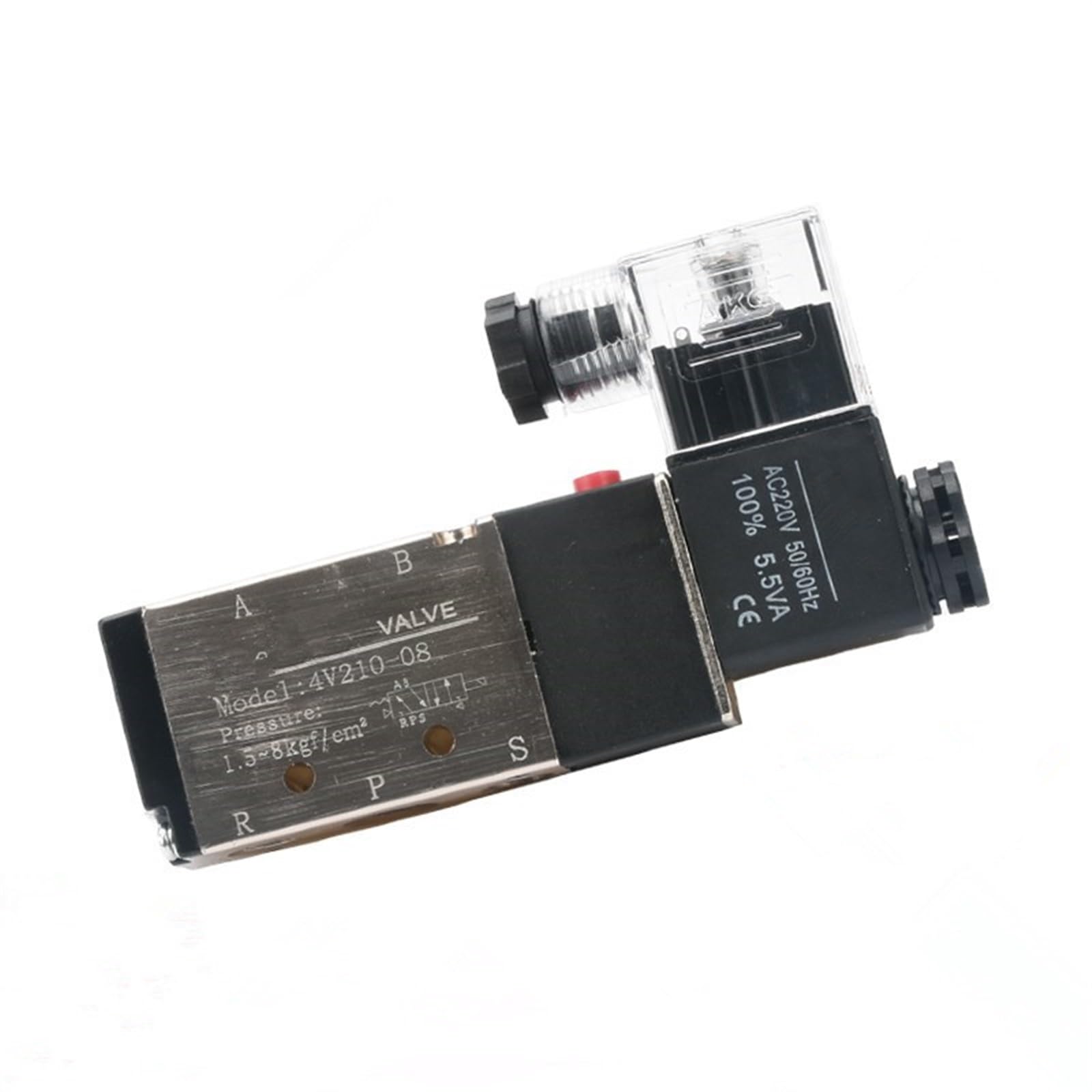 1PCS Pneumatic Solenoid Valve 5 Way 2 Position 1/4" 1.5-8kgf/cm2 Pressure Range(220v)