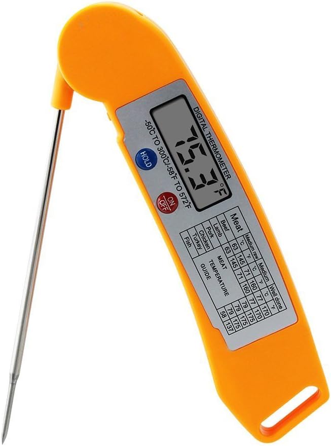 Best Digital Cooking Thermometer By Hardy Kitchenware- Folding Insta Temperature Tool- Extra Long Probe For Food, Meat, BBQ, Candies &Liquids- Auto Shut-off- Fast & Accurate- BONUS E-BOOK