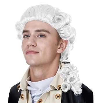 BXT Unisex Judge Lawyer Cosplay Wig Retro Halloween Costume Accessory Court Role Play Wig for Men Women