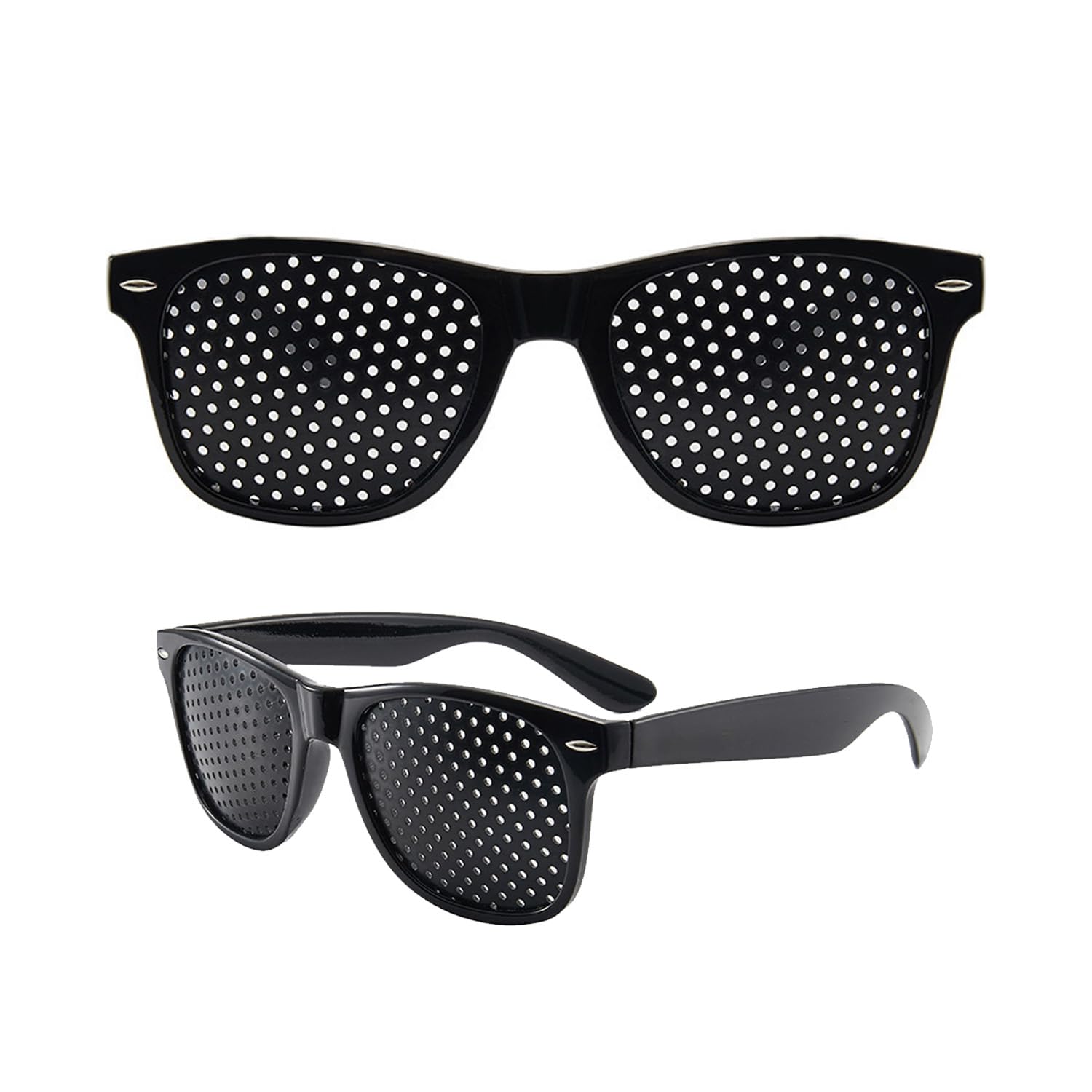 Vextpiratory Unisex Black 2 Pack Pinhole Glasses, Grid Glasses For Eye Training And Relaxation, Pinhole Glasses With Small Hole Design To Reduce Eye Fatigue For Men Women Adults (Black)