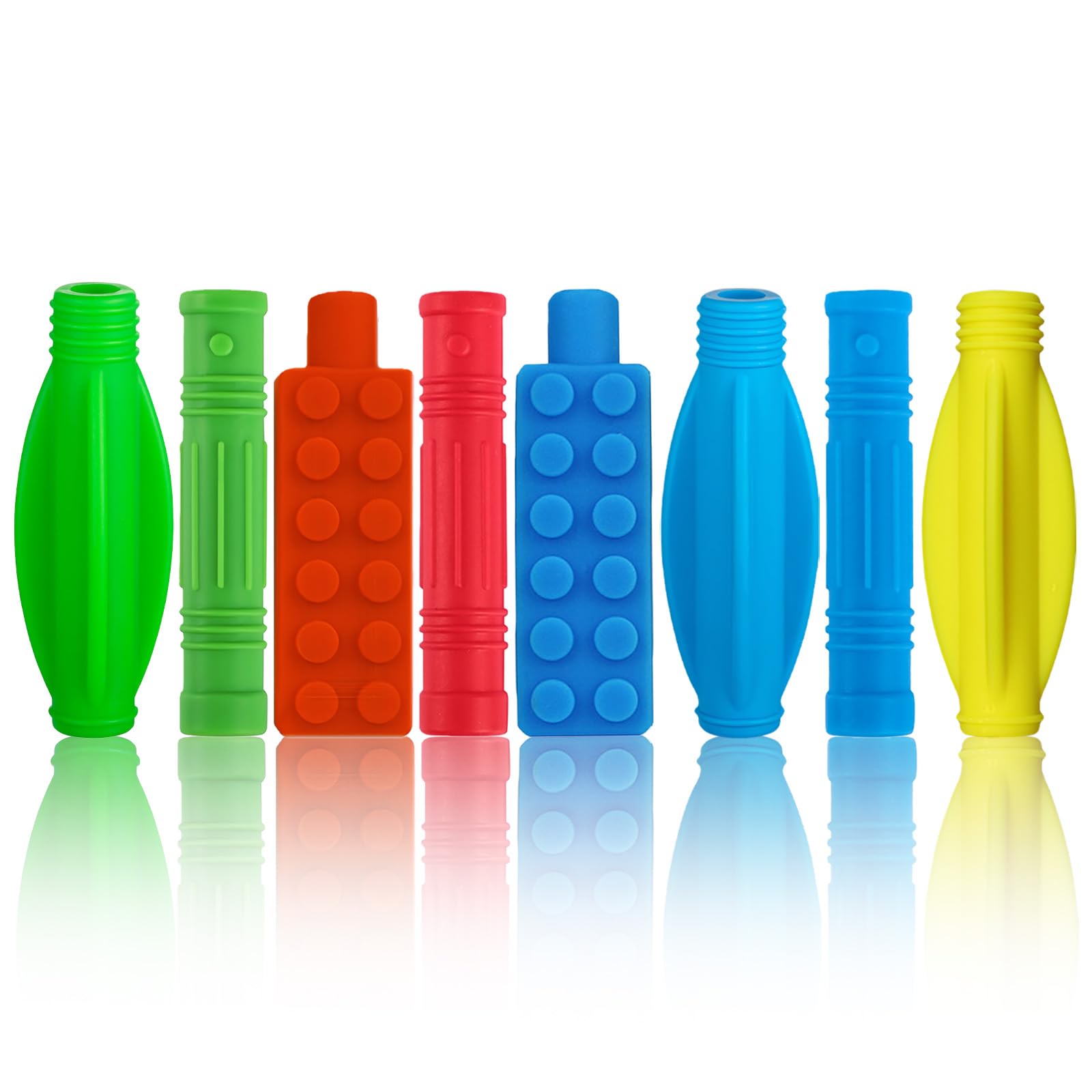 ANSUG 8 Packungen farbige sensorische Bleistiftaufsätze, Silikon, kaubare Stiftaufsätze