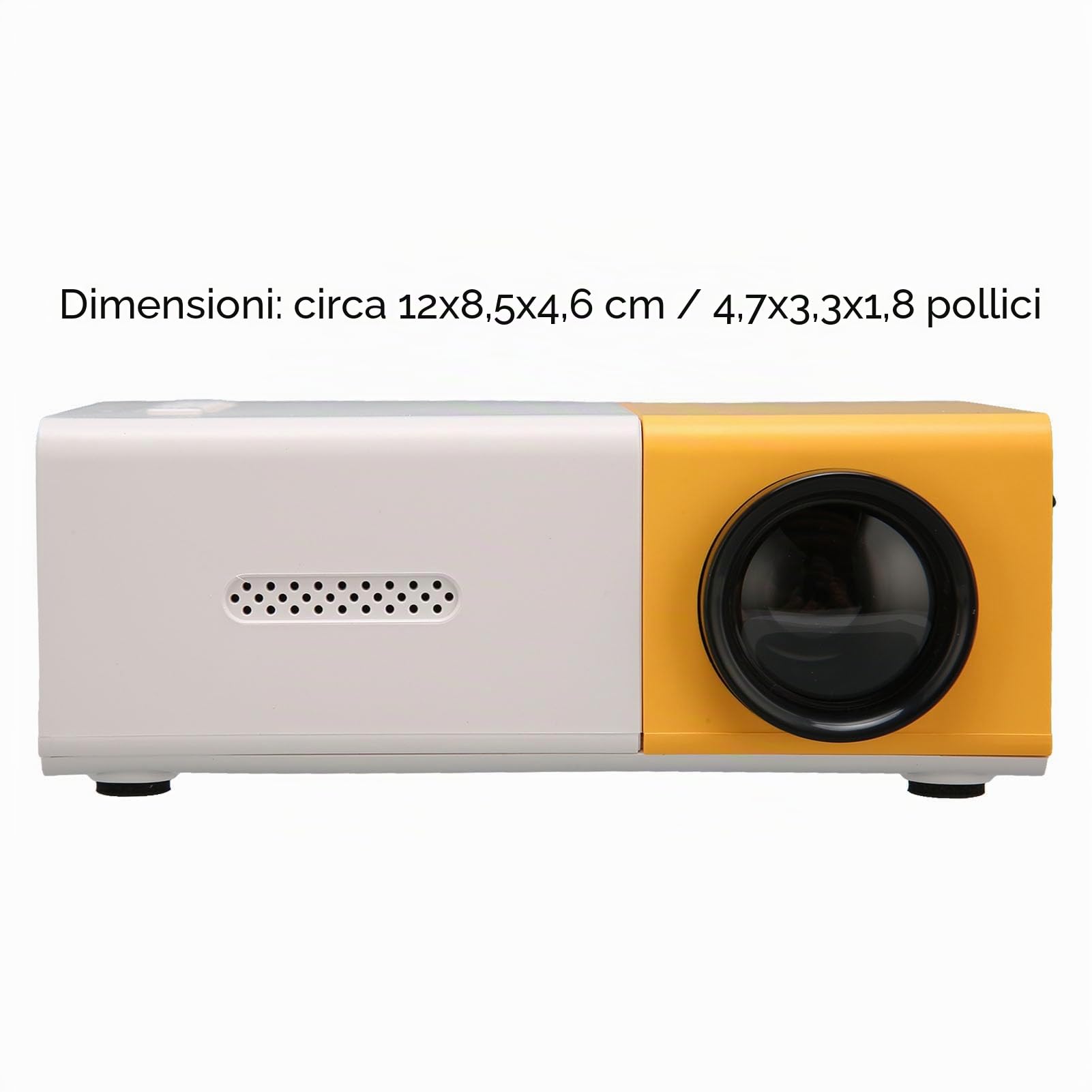 Mini Proiettore, Videoproiettore FHD 1080P, Proiettore Cinematografico Portatile per IOS, Android, Windows, Proiettore Intelligente Compatibile con HDMI,USB,AV e (Spina