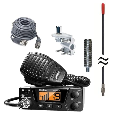 Uniden PRO505XL CB Radio Full Kit - Includes 4' Antenna, 12' Coax Cable, Mount, Stud, & Spring