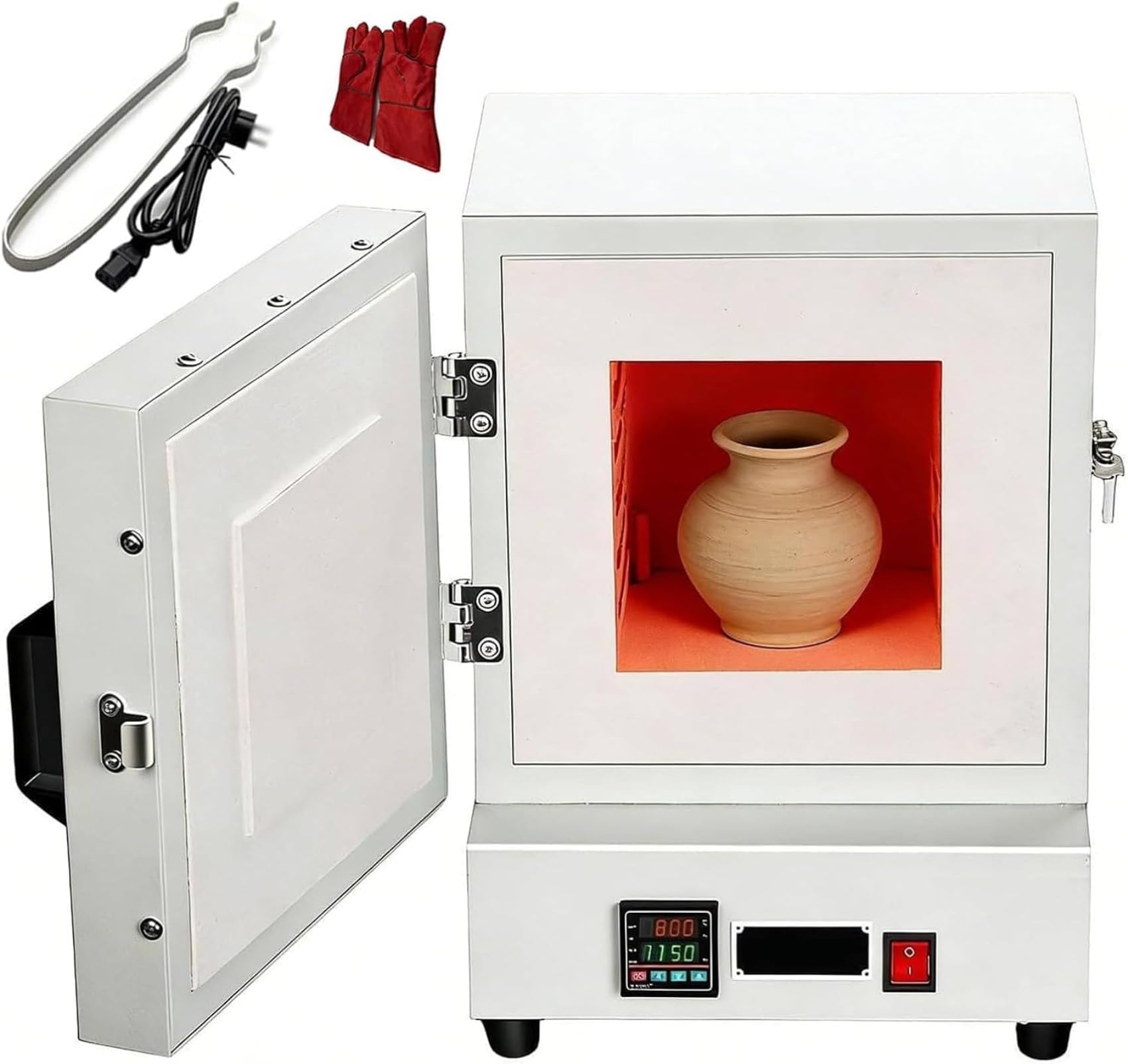 Horno eléctrico para cerámica, horno de mufla de cerámica para acristalamiento, cerámica de bricolaje, desgaste de joyas, metalistería, ideal para manualidades y proyectos de arte