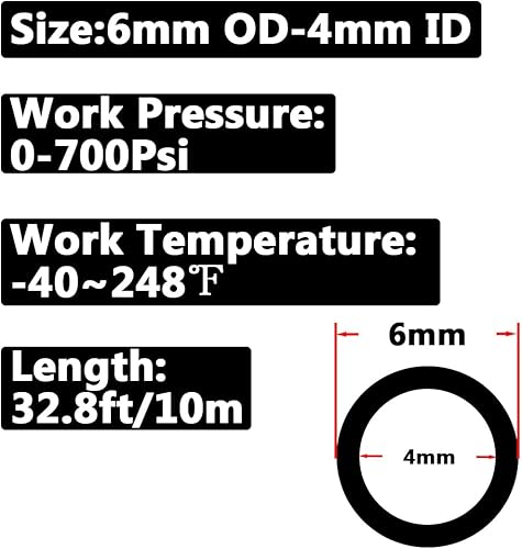 Miniatura 7 de Air Line - Tubo neumático de nailon OD de 12 pulgada SAE J844 para tubería de freno de aire o transferencia de líquido (negro, 32.8 pies)
