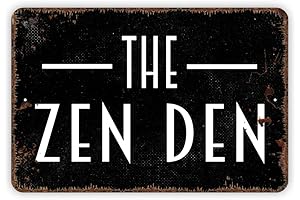 8" x 12" Distressed Black "The Zen Den" Metal Sign