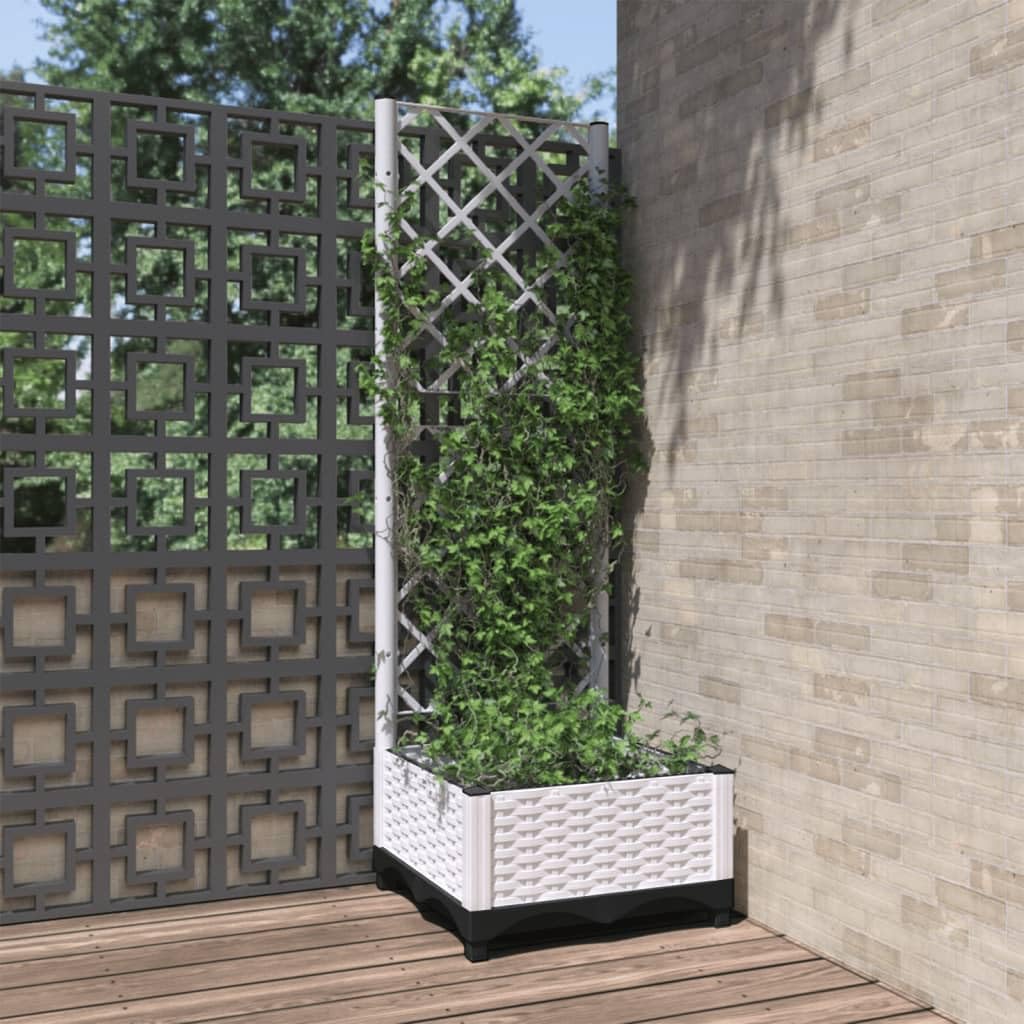 Vopese Garden Planter with Trellis, Outdoor Raised Flower Pot for Climbing Plants, 40x40x121.5 cm, PP, Rectangle Patio Planter Box for Terrace Backyard Lawn Garden — image 1