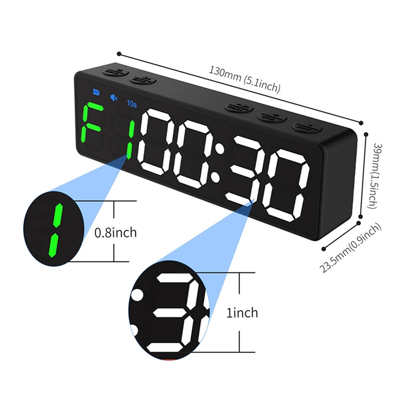 Temporizzatore da palestra, Mini timer da palestra cronometro ricaricabile portatile con conto alla rovescia/orologio con retro magnetico for allenamento fitness in palestra a casa(Oranje)