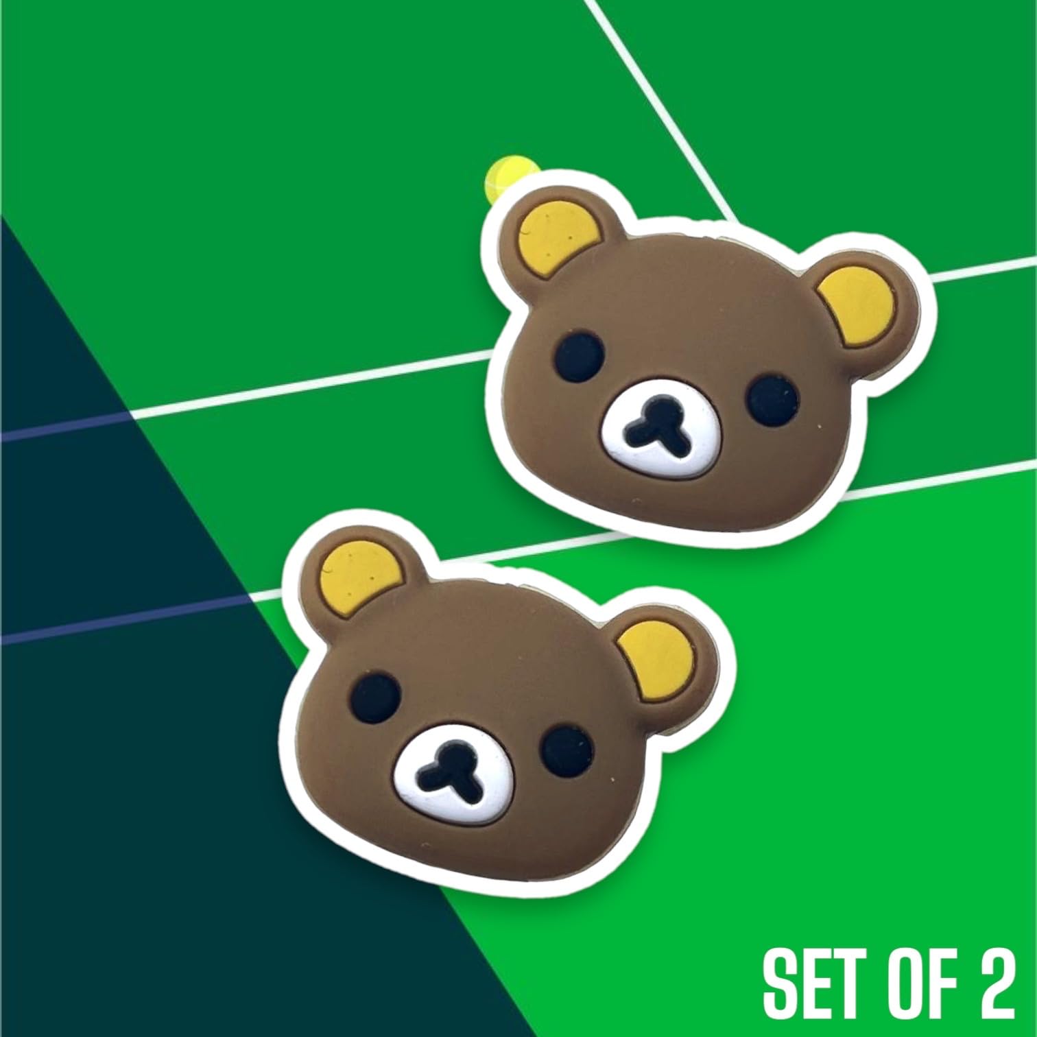 KOZUKI Tennis Shock Absorber Cute, Cute Tennis Racket Dampeners, Tennis Racket Shock Absorber Pink, Animal Tennis Dampeners Set 0f 2 for Adults for Kids (Bear)