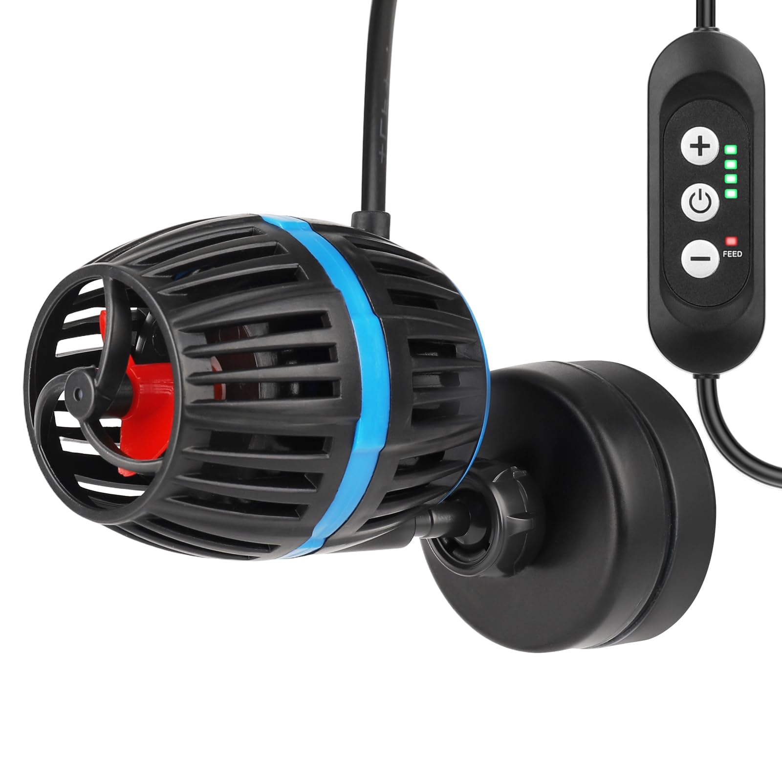 AQQA Pompa magnetica per acquario con controller, flusso regolabile a 4 velocità, modalità di alimentazione, DC 12 V silenzioso, Powerhead sommergibile da 20 W, per 300-900 l